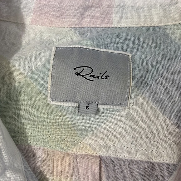 Rails Charli Pastel Buffalo Linen Blend Button Down Size S - Picture 6 of 10